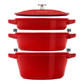 STAUB Stackable Set Stackable Set Medium 4 Piece Cast Iron, Cherry-0