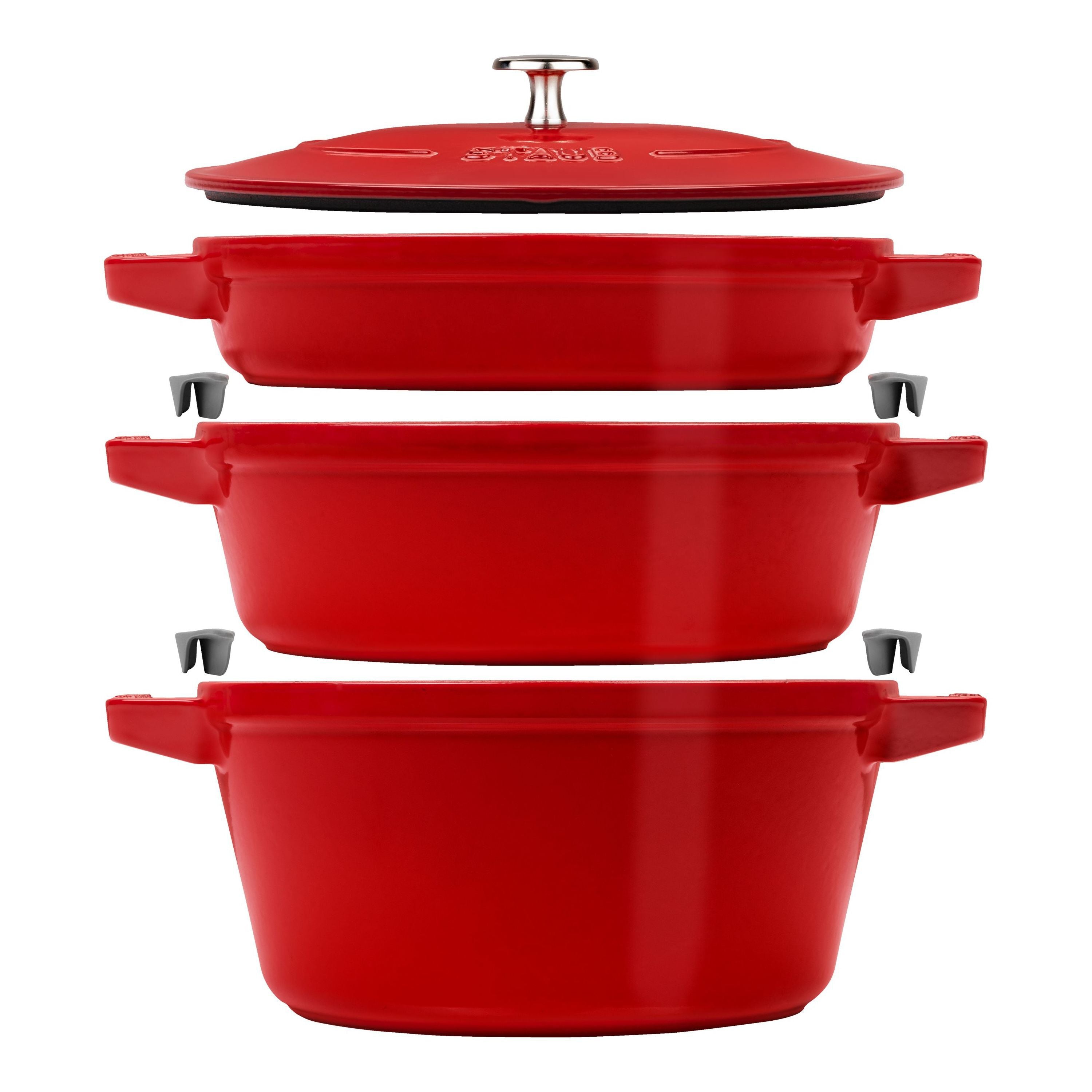 STAUB Stackable Set Stackable Set Medium 4 Piece Cast Iron, Cherry-0