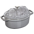 STAUB La Cocotte 1 L Cast Iron Oval Cocotte Pig Lid, Graphite-Grey-0