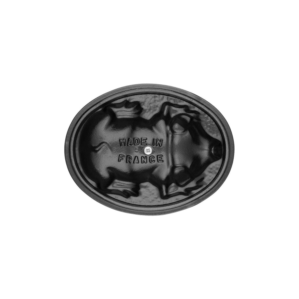 STAUB La Cocotte 1 L Cast Iron Oval Cocotte Pig Lid, Graphite-Grey-1