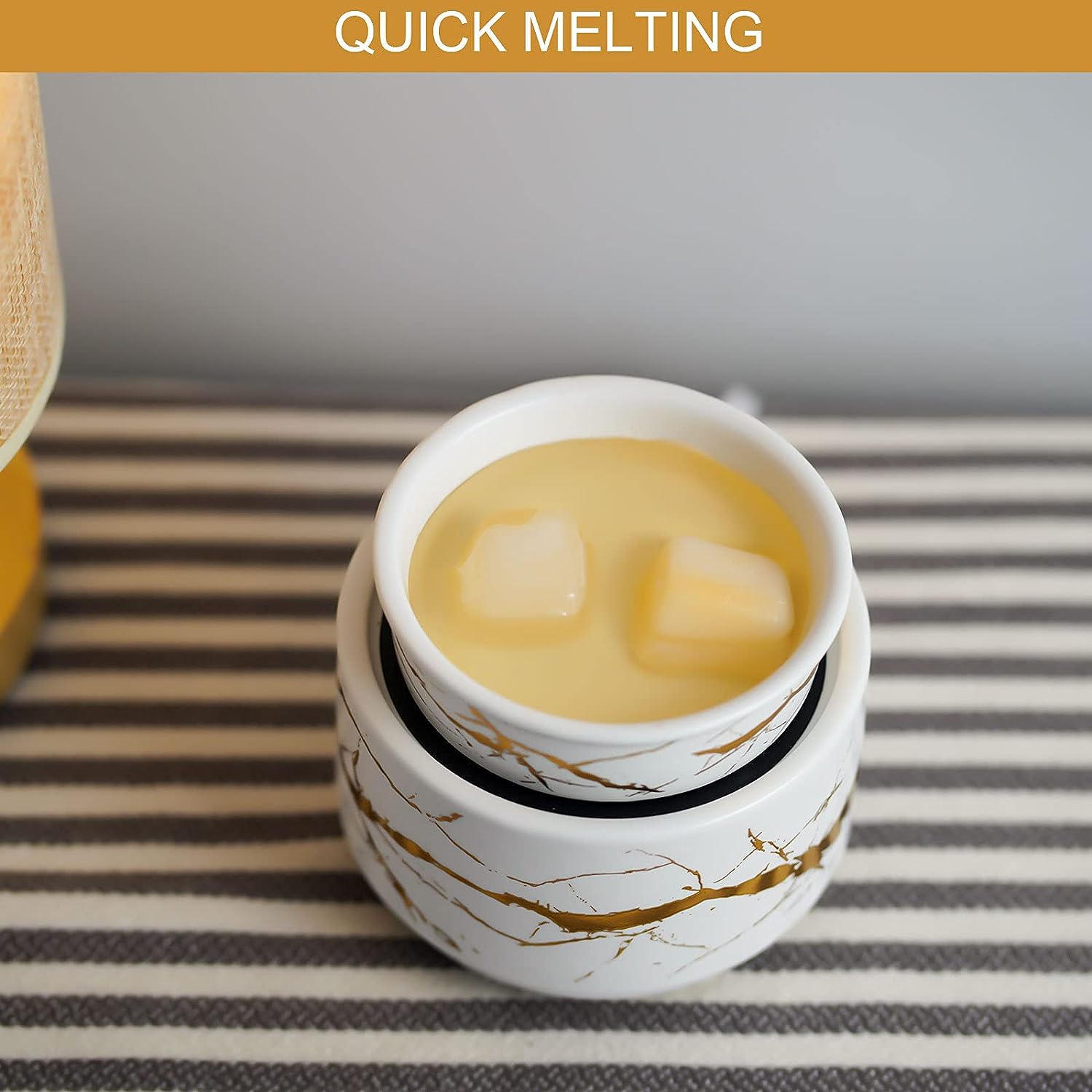 Wax Melt Burner Ceramic 3-in-1 Oil Burner Electric Candle Wax Burner (White Gold)-1