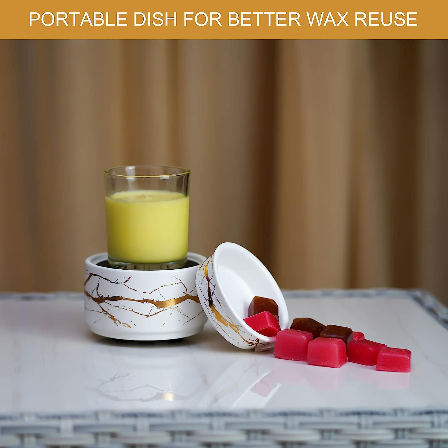 Wax Melt Burner Ceramic 3-in-1 Oil Burner Electric Candle Wax Burner (White Gold)-3