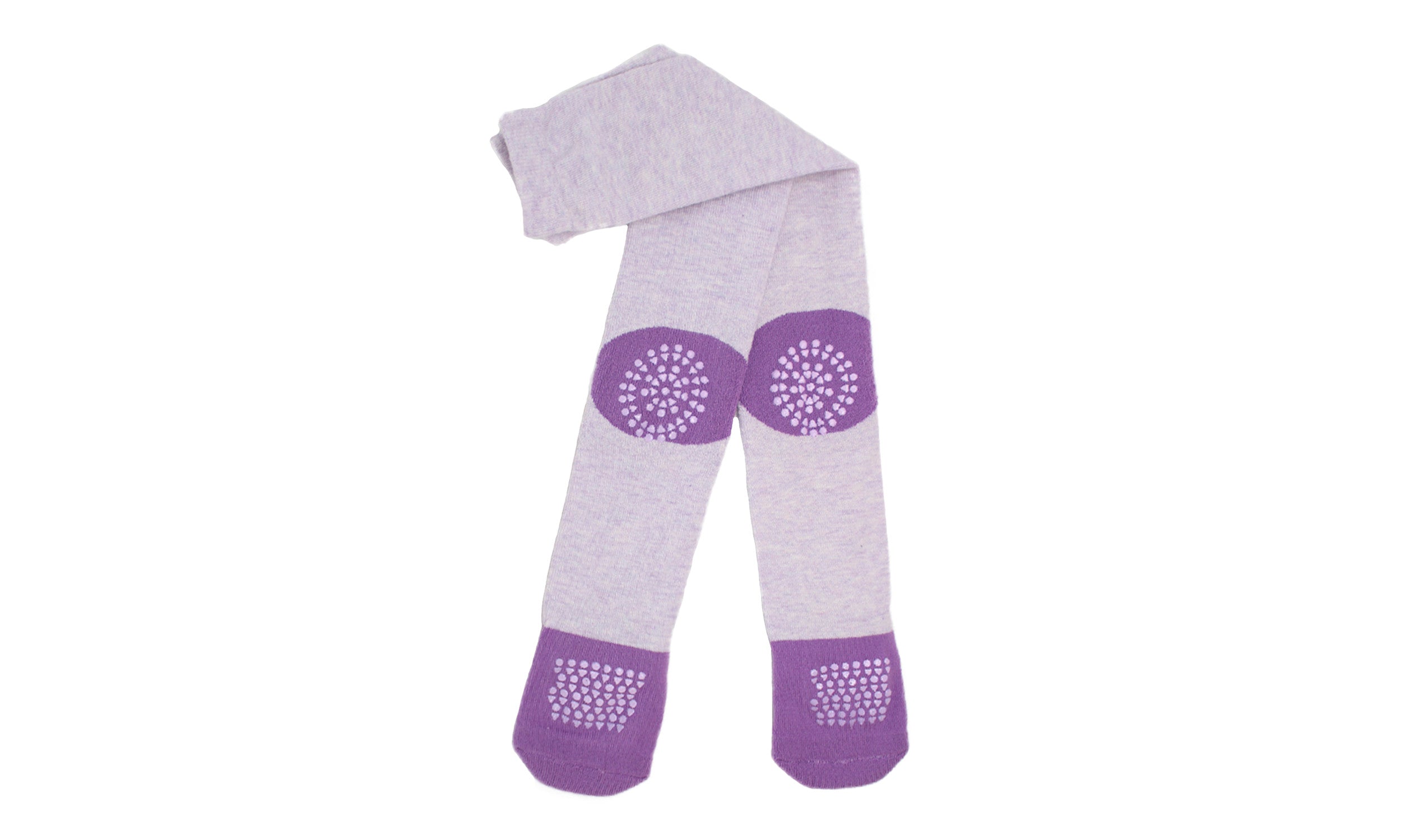 Collant Antidérapant Bébé "À Quatre Pattes" Lilas Coton Écologique-0