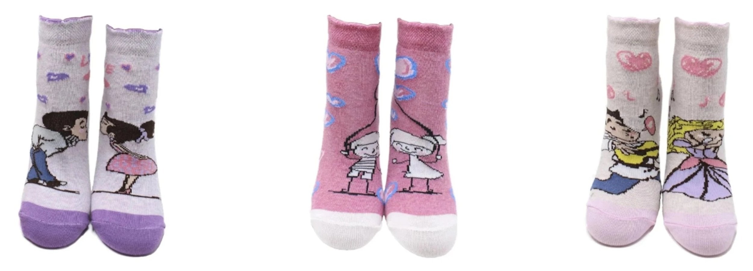 Chaussettes Duo Coton Écologique - Lilas, Rose (3 paires)-0