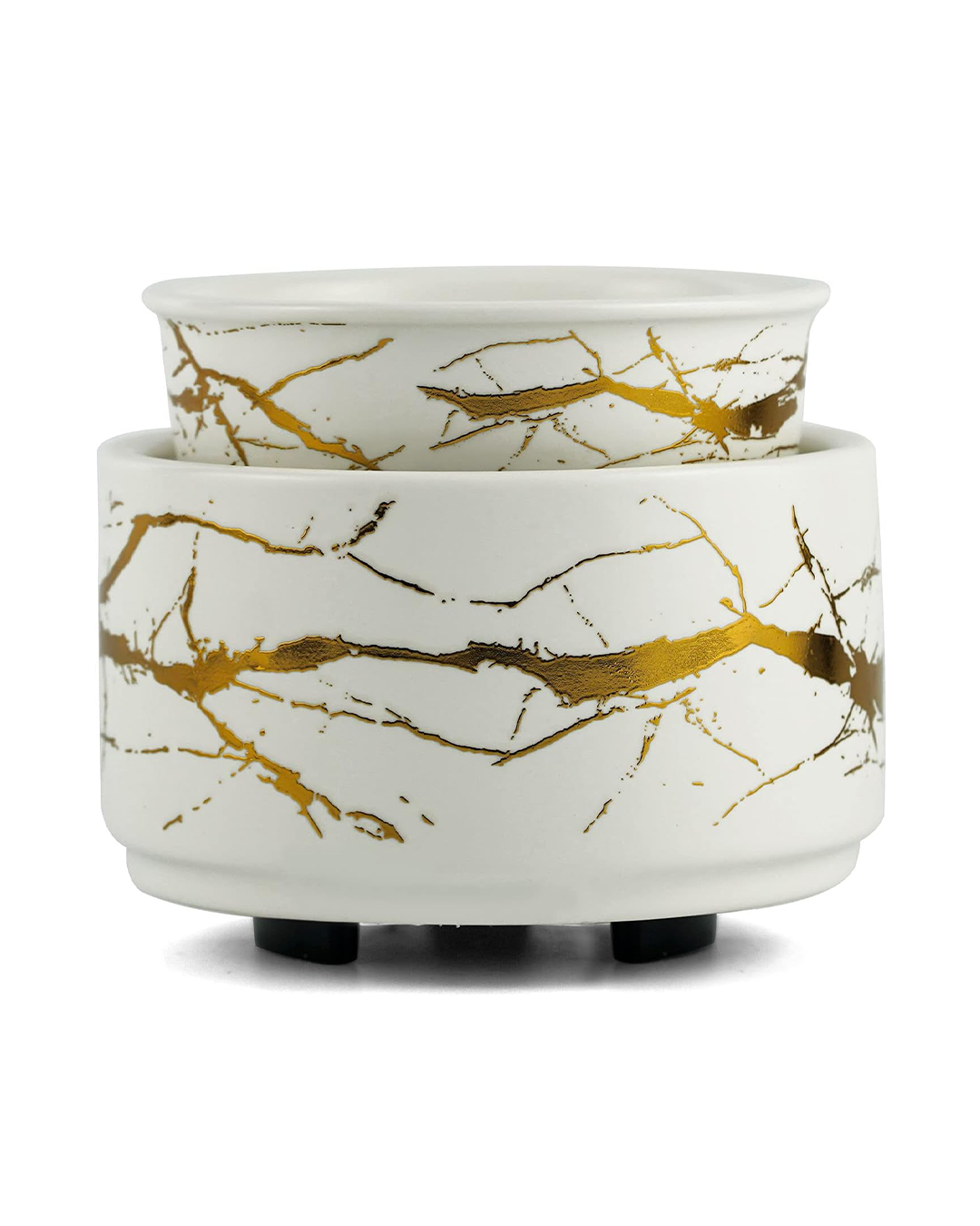 Wax Melt Burner Ceramic 3-in-1 Oil Burner Electric Candle Wax Burner (White Gold)-0