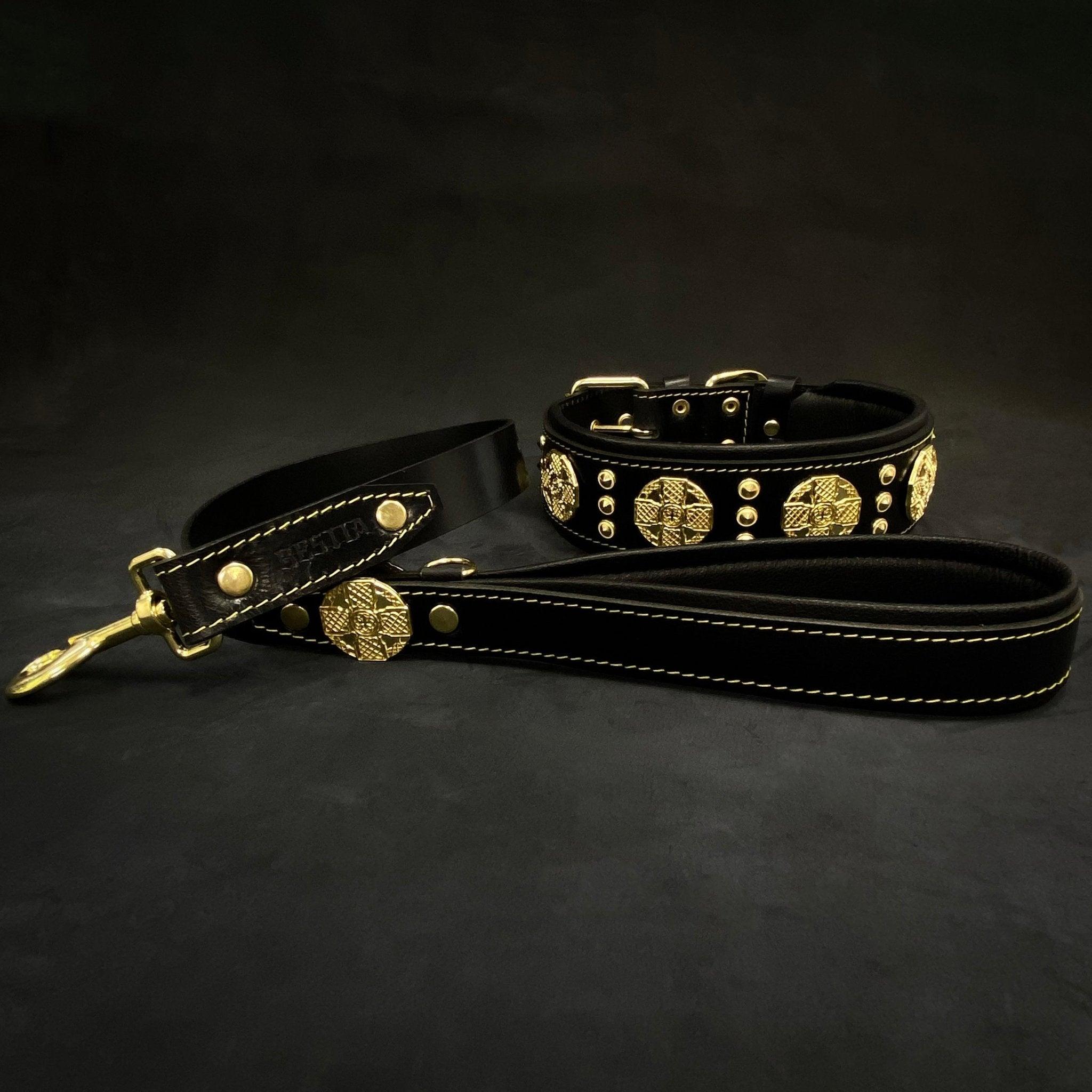 The "Maximus" collar 2.5 inch wide black & gold-1